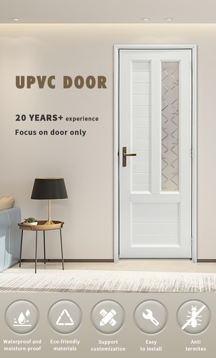 China Modern Interior Designs Pvc Upvc Casement Bathroom Door Toilet Door