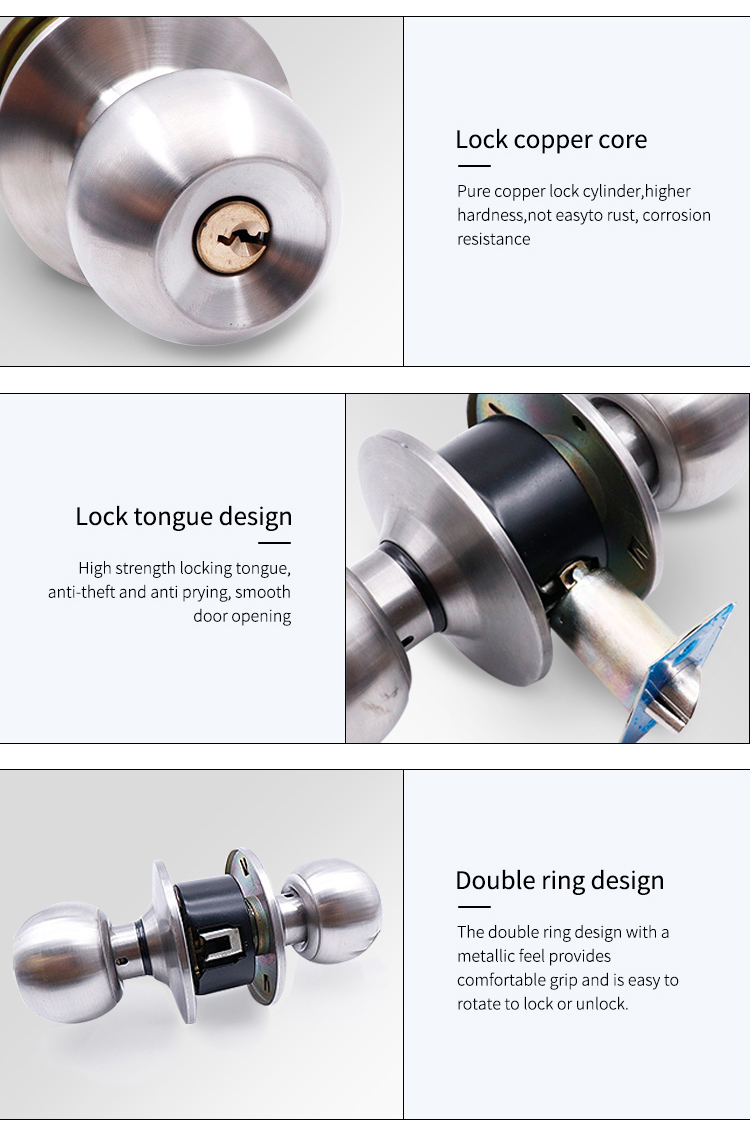 Project Cheap Door Lock Ball Lock Thickened Stainless Steel Knob Lock for Toilet Bedroom