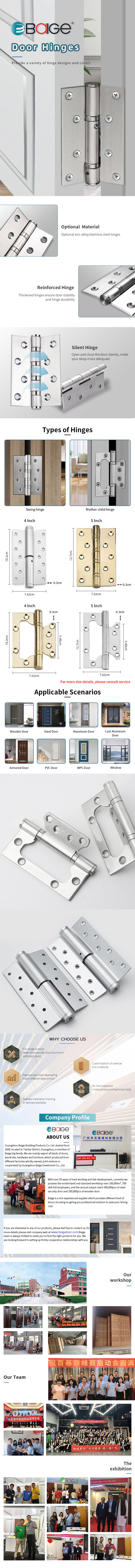 Customization Hardware Accessory Door Hinges Polished Spring Weld Hinge Flush for Engineering