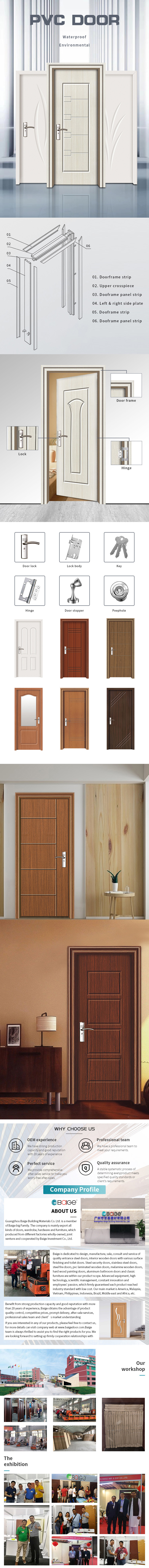 Carve Lattice PVC Solid Main Entrance Wooden Frosted Glass Bedroom Door