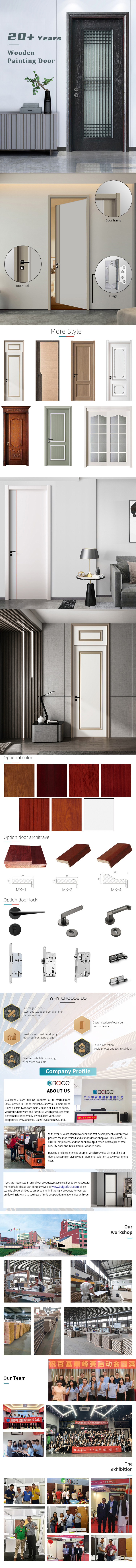 Fashion Design Sound Proof Solid Wood Door Interior Wooden Doors for Residential Bedroom