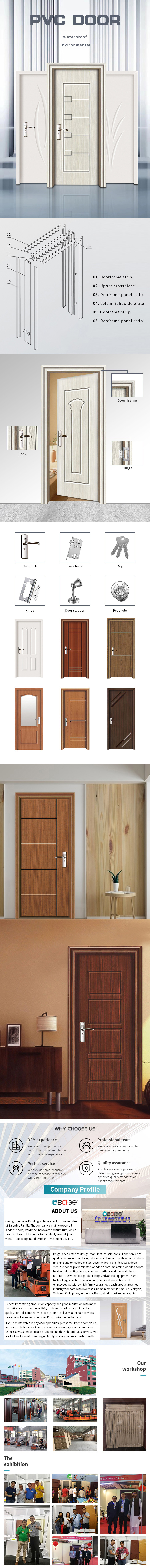 French Craft PVC Door Wood Frosted Glass Interior Door