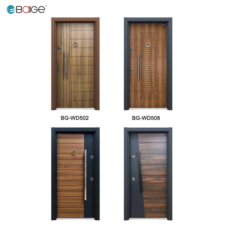 China Factory  Turkey Style Steel Wood Armored Doors Modern Simple Design Security Entrance Door
