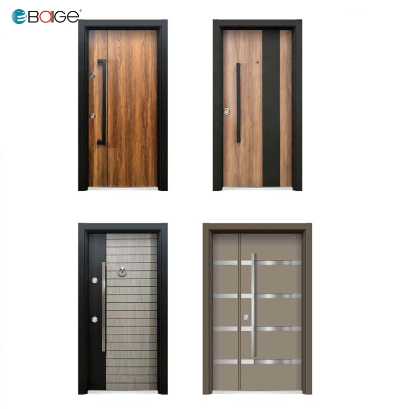 China Factory  Turkey Style Steel Wood Armored Doors Modern Simple Design Security Entrance Door