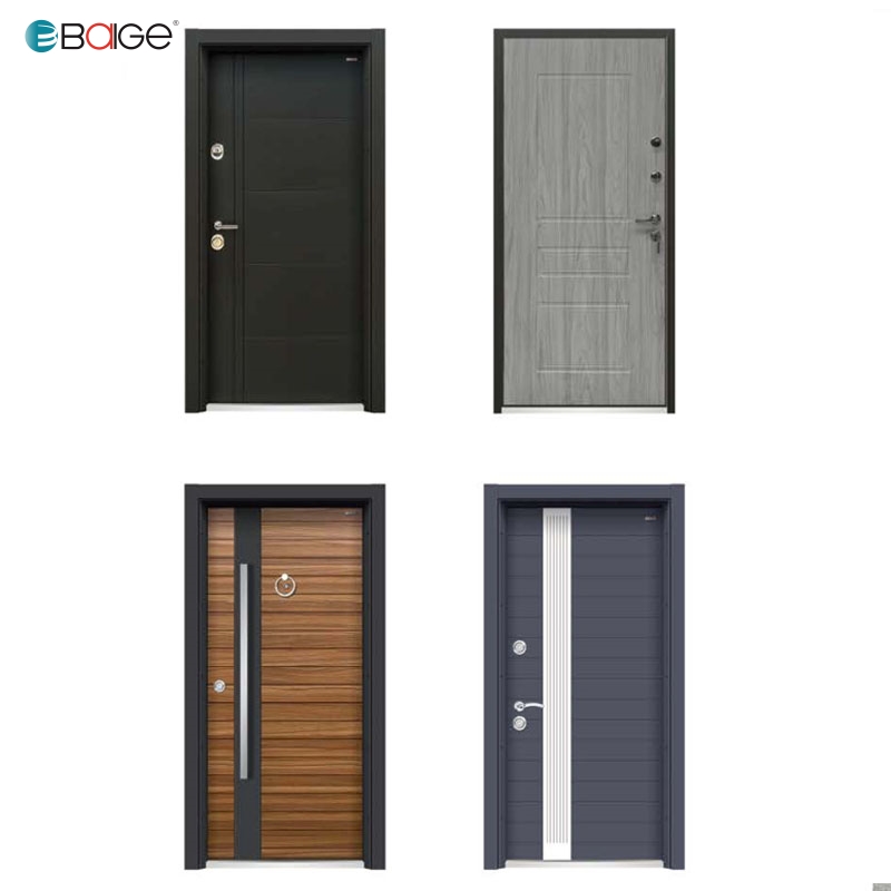 China Factory  Turkey Style Steel Wood Armored Doors Modern Simple Design Security Entrance Door