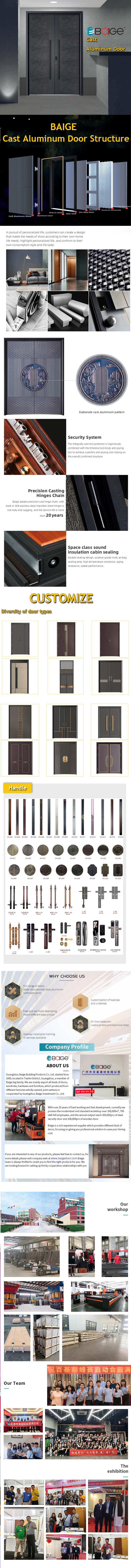 China Factory Entrance Aluminum Double Doors Modern Security Entry Doors