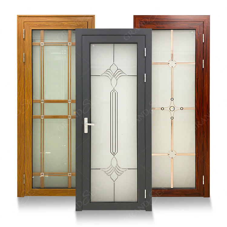 Wholesale Factory Price Frosted Aluminum Exterior Door Bathroom Glass Casement Doors