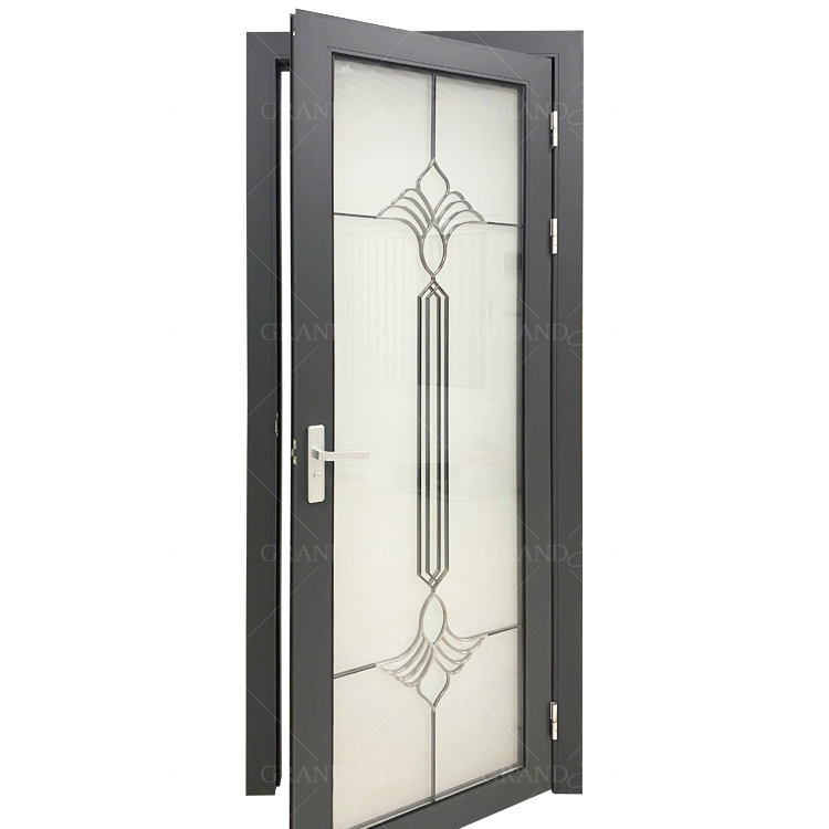 Wholesale Factory Price Frosted Aluminum Exterior Door Bathroom Glass Casement Doors
