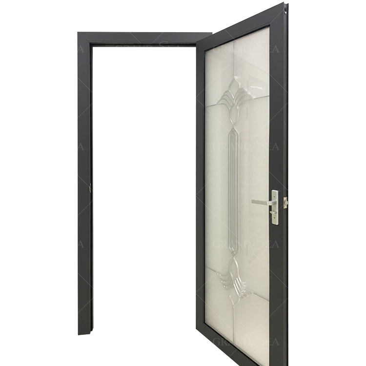 Wholesale Factory Price Frosted Aluminum Exterior Door Bathroom Glass Casement Doors