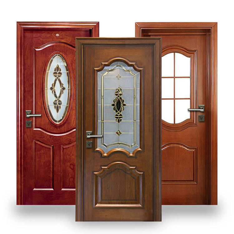 Waterproof Fire Rated Latest Luxury Design Bedroom Interior Solid Wooden Doors With Glass