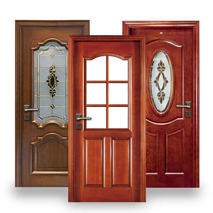 Waterproof Fire Rated Latest Luxury Design Bedroom Interior Solid Wooden Doors With Glass