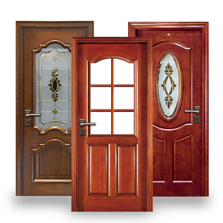 Solid Wooden Doors With Glass 