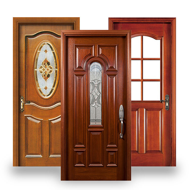 Solid Wooden Doors With Glass 