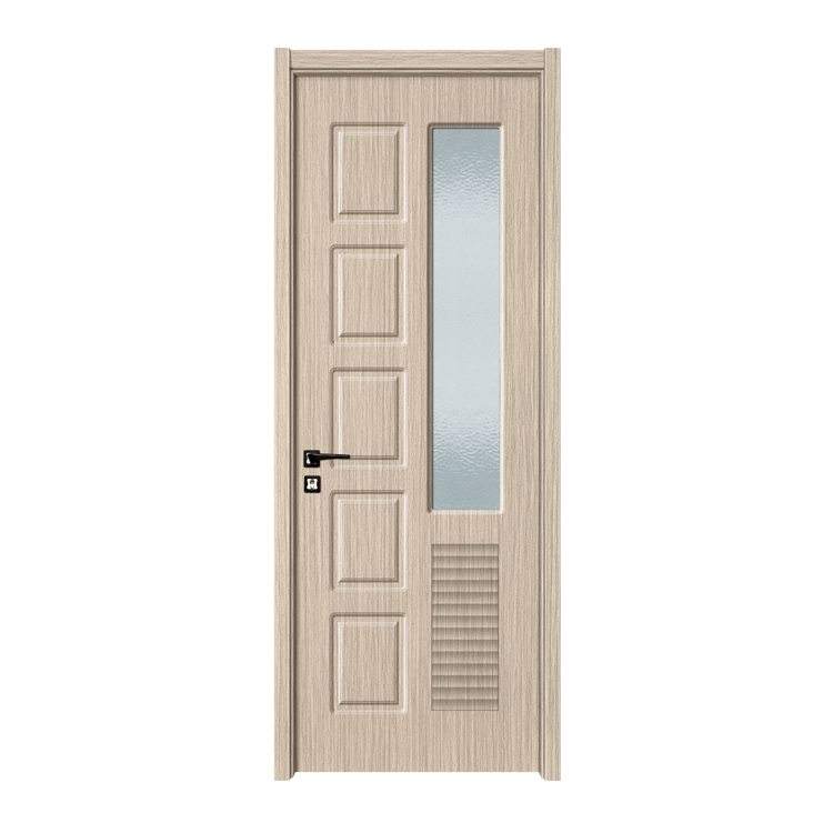 Baigedoor Carve Lattice PVC Bathroom Doors Wooden Frosted Glass Bedroom Door