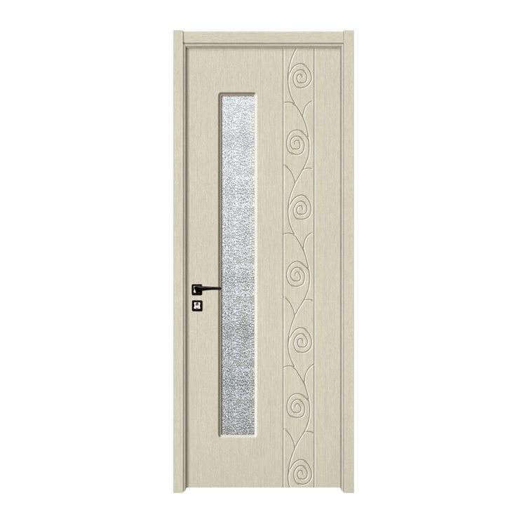 Carve Lattice PVC Solid Main Entrance Wooden Frosted Glass Bedroom Door