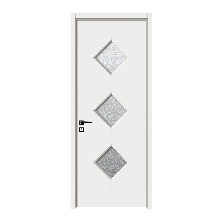 Hot Selling PVC Door Frosted Glass Interior Wooden Toilet Door