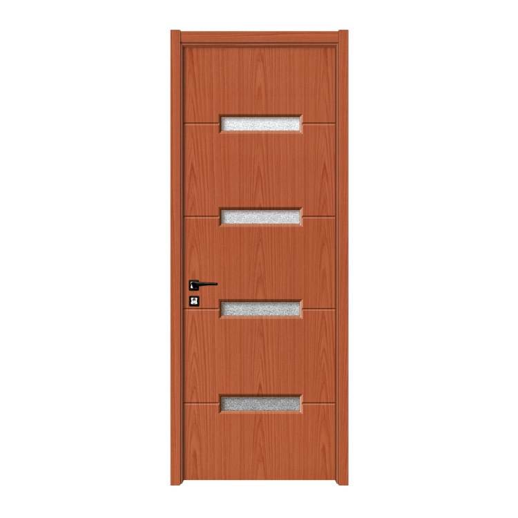 American Style Home Office Solid Wood Frosted Glass PVC Flush Door