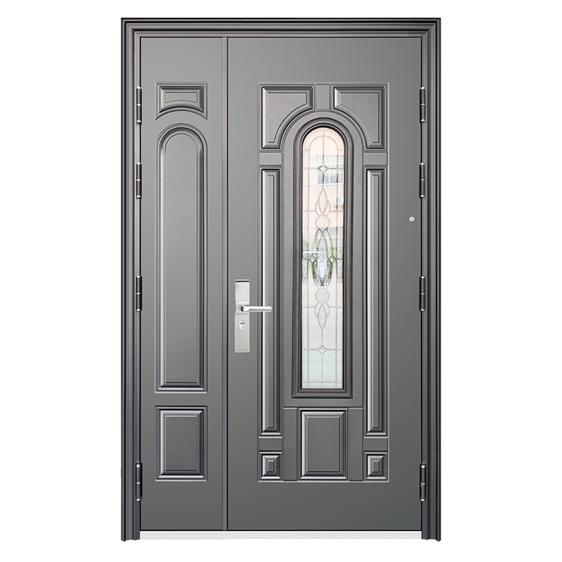 Wholesale House Steel Door Wrought Iron Frosted Double French Glass Iron Door Entry