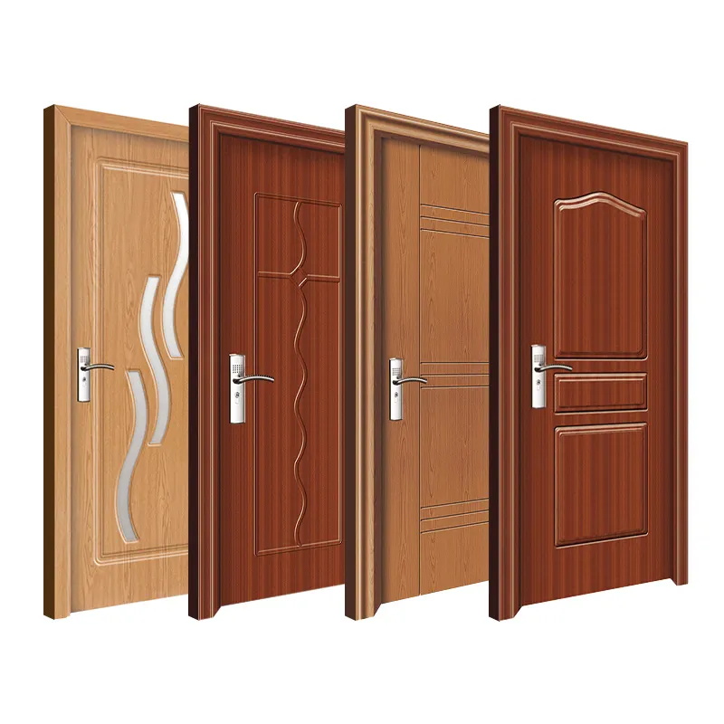 Cheap Price Plastic Door Design Soundproofing Bedroom PVC Interior Wooden Door