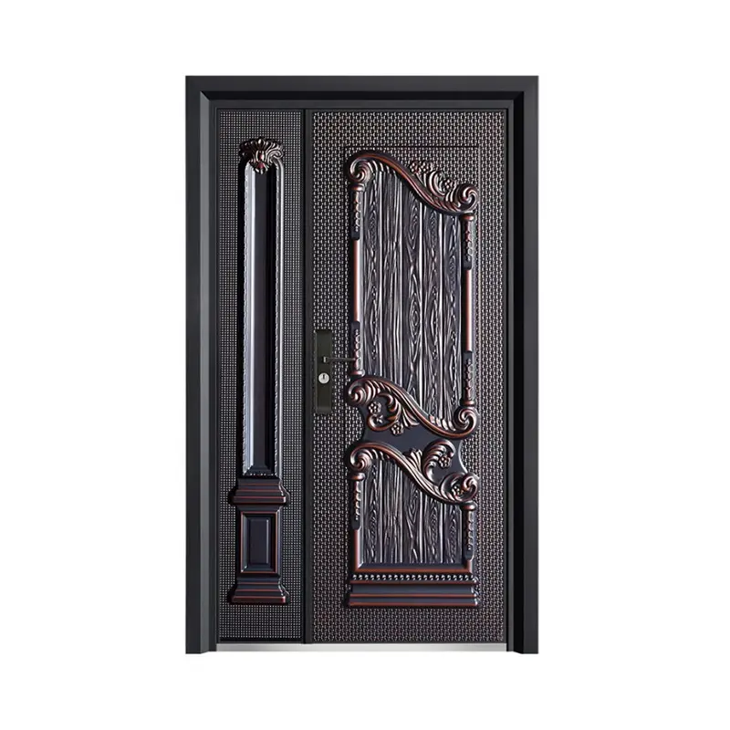 Baige  Steel Security Doors Exterior Residential High Security Door Locks Semi Cast Aluminum Door for Villa