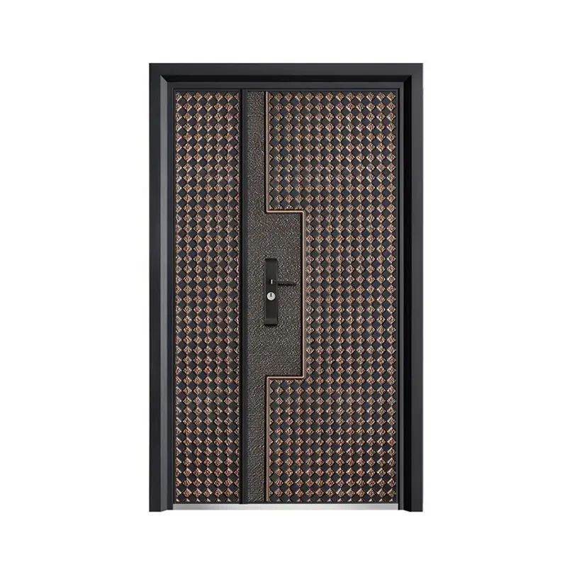 Baige  Steel Security Doors Exterior Residential High Security Door Locks Semi Cast Aluminum Door for Villa