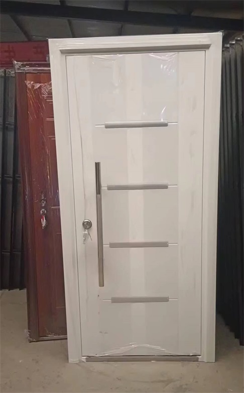 High-quality steel security doors with aluminum strips design and long handle.