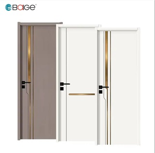 Latest New Design Melamine MDF Door with Golden Strips Interior Bedroom Doors