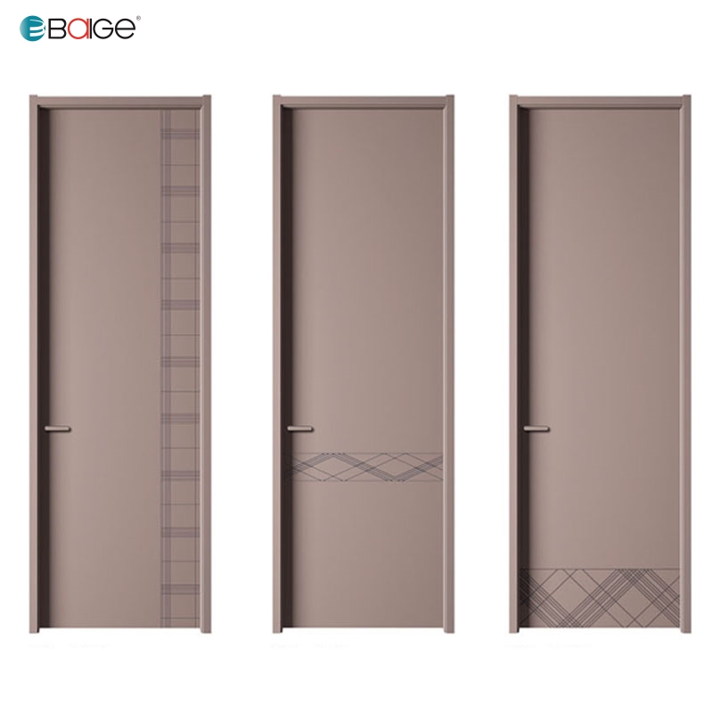 Baige Modern Wooden Bedroom Design Melamine MDF Solid Interior Wood Door for House