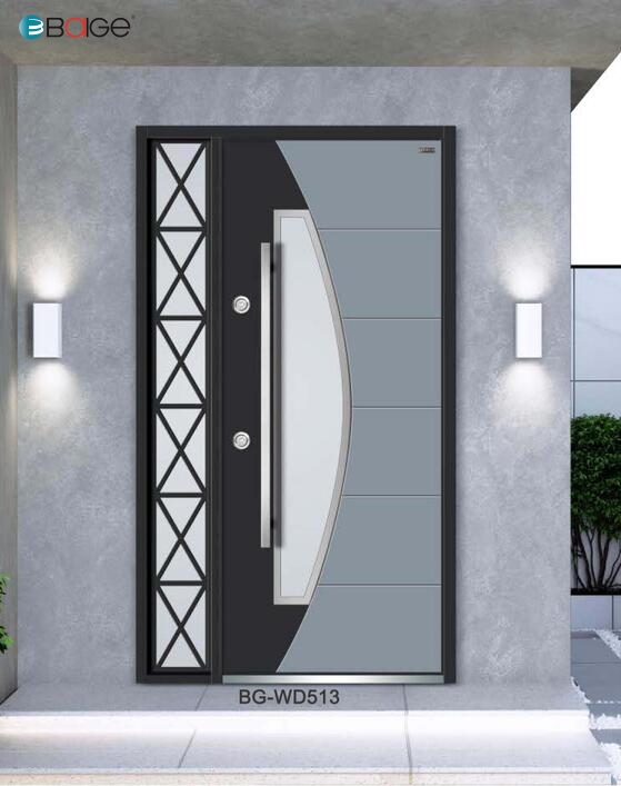 China Factory  Turkey Style Steel Wood Armored Doors Modern Simple Design Security Entrance Door