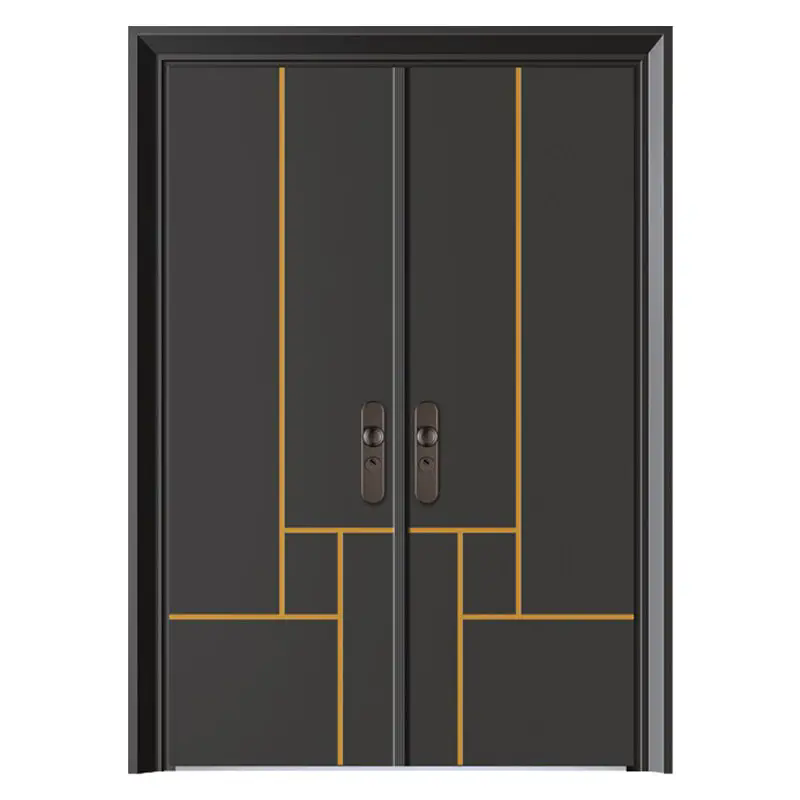Wholesale  Exterior Cast Aluminum Double Doors with Smart Lock
